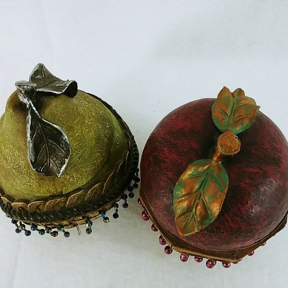 Storage Box Caddy with Lids Apple Pear Beaded Decorative Resin - Picture 10 of 10